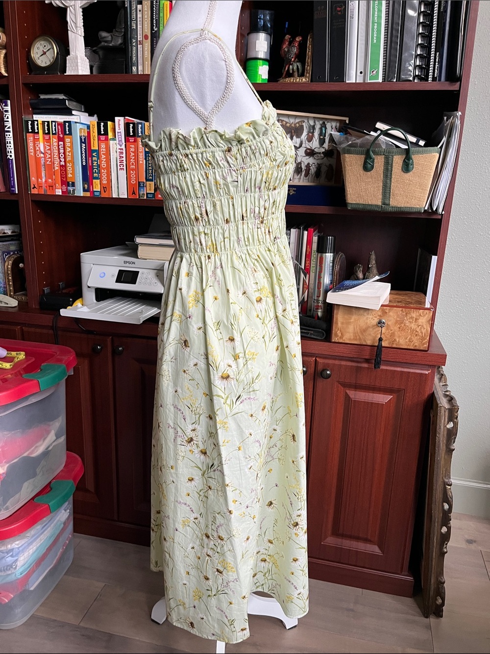 H&M Light Green Floral Strapless Sundress - Picture 3 of 11